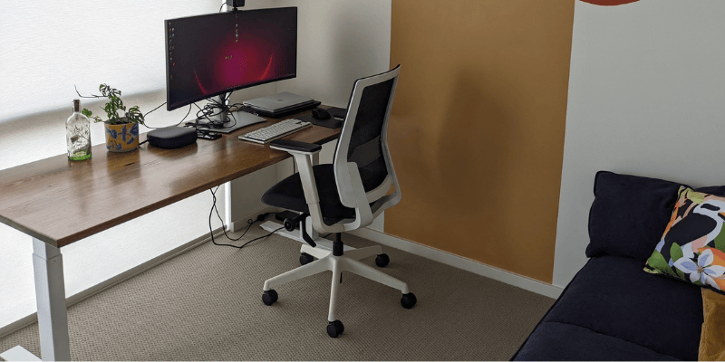 UpDown Pro Desk set up for sitting.