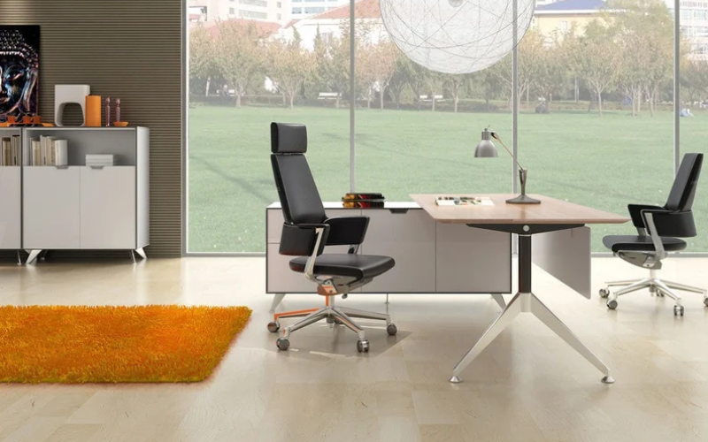 Potenza Rectangular Desk With Credenza Return